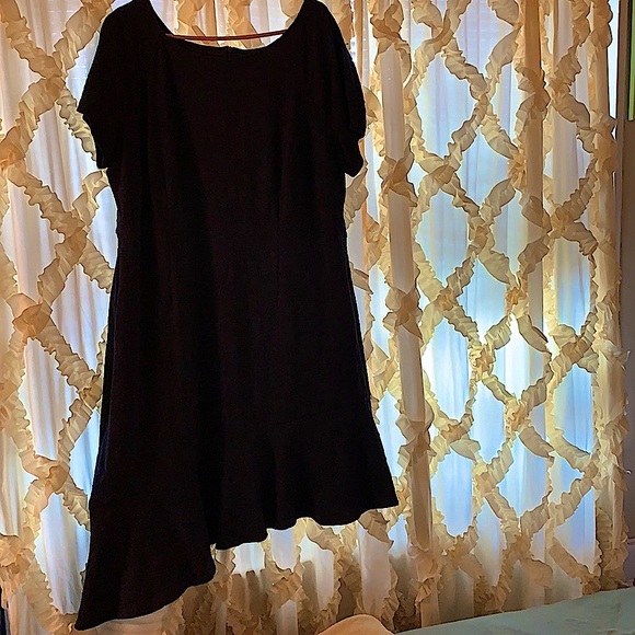 Plus size navy blue asymmetrical dress - Picture 1 of 4